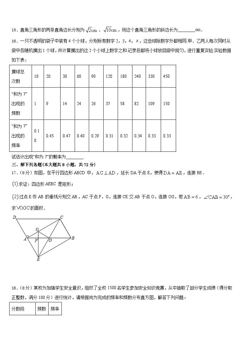 浙江省省杭州市上城区建兰中学2022-2023学年数学七年级第二学期期末质量检测模拟试题含答案第3页