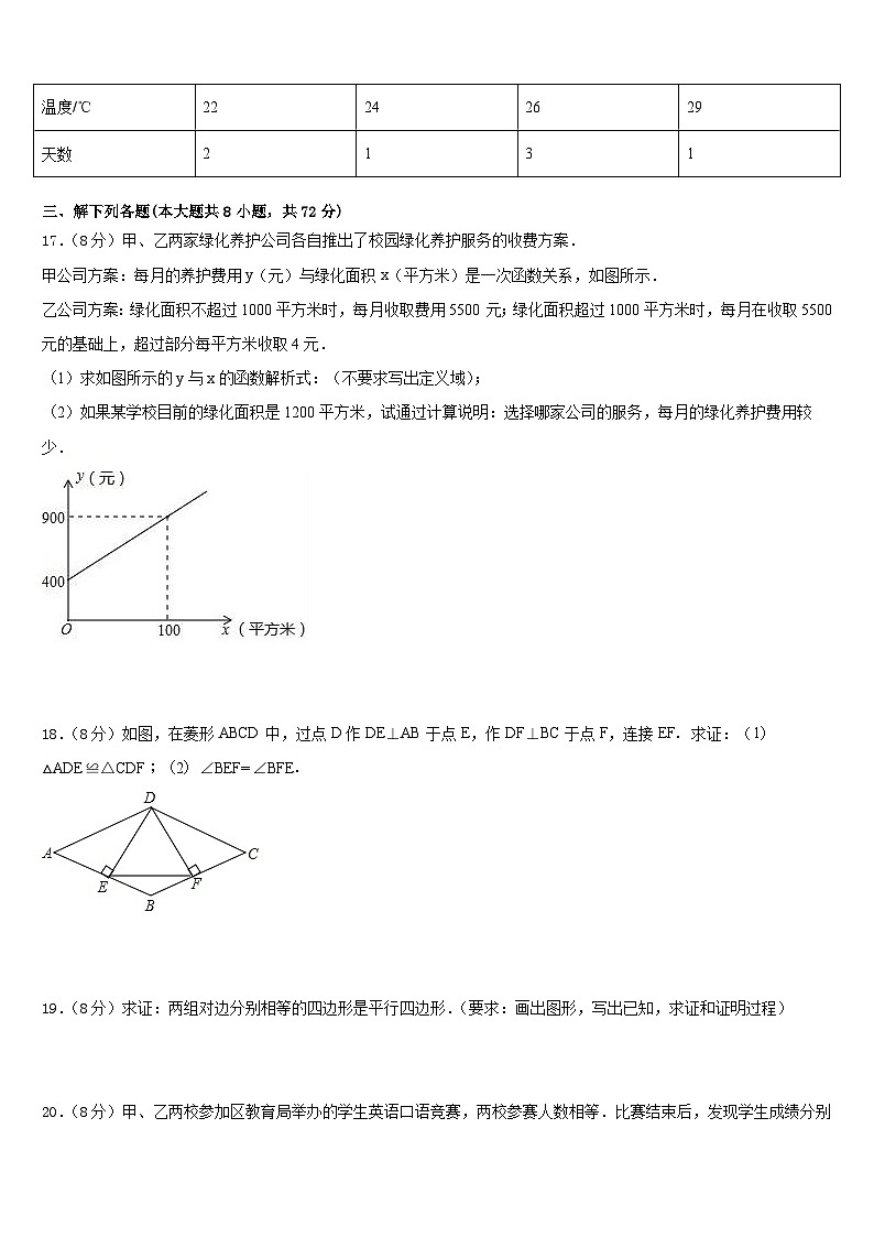 福建省福州十九中学2022-2023学年七下数学期末检测试题含答案第3页
