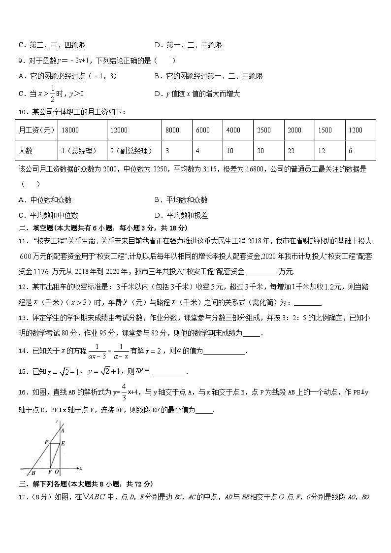 福建省福州市闽清县2022-2023学年数学七年级第二学期期末达标检测试题含答案02