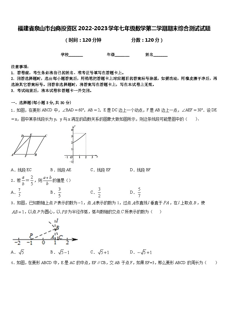 福建省泉山市台商投资区2022-2023学年七年级数学第二学期期末综合测试试题含答案01