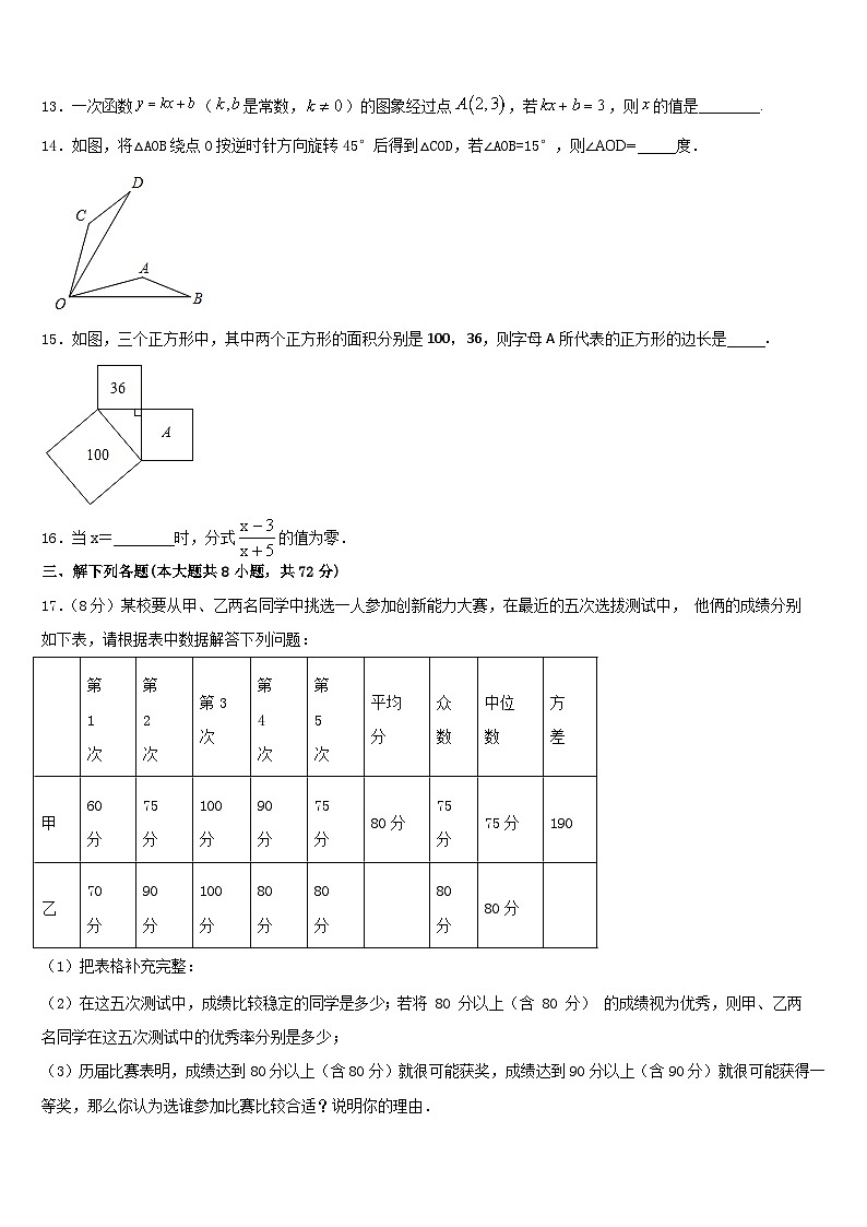 山东省枣庄市第四十一中学2022-2023学年数学七年级第二学期期末监测试题含答案第3页