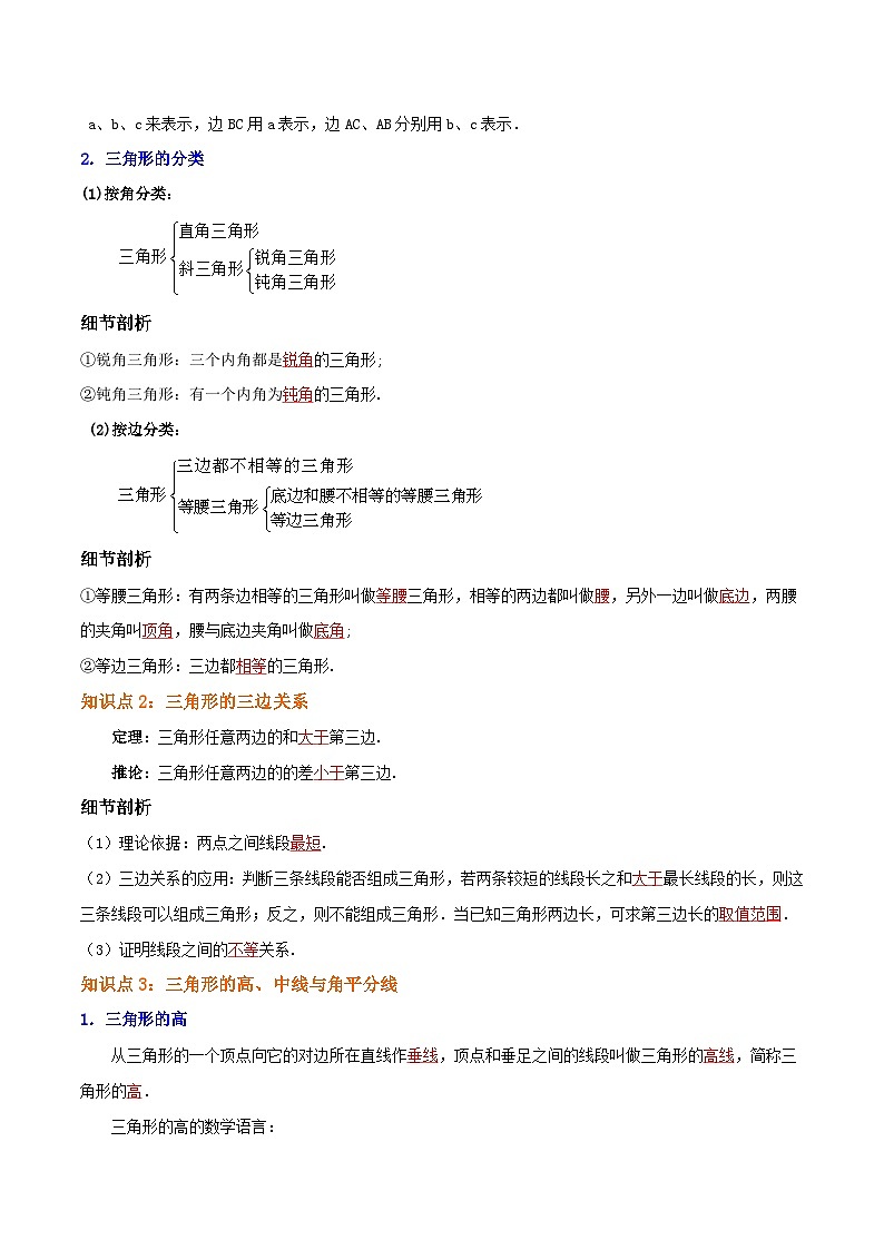 【同步讲义】人教版数学八年级上册-知识点【11.1 与三角形有关的线段】 讲义02