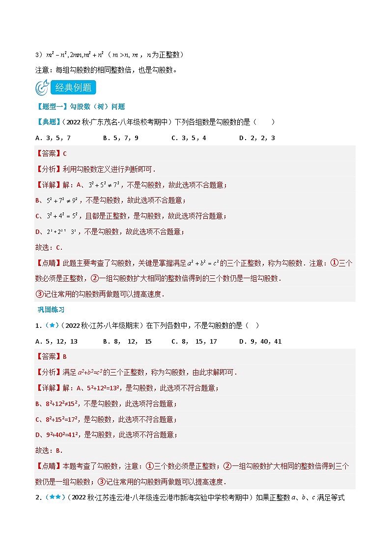 【同步知识讲义】人教版数学八年级下册-17.1.1 勾股定理 知识点剖析讲义（原卷版+解析版）02