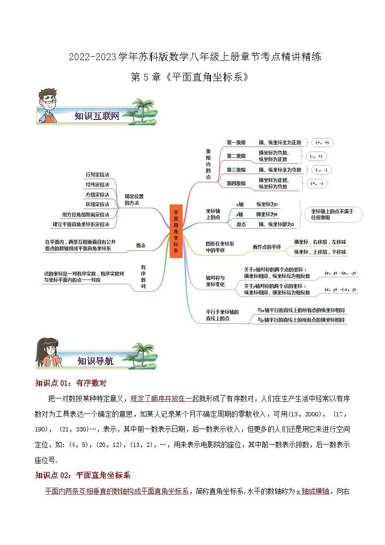【同步讲义】苏科版数学八年级上册：第5章《平面直角坐标系》 讲义（导图+知识点+考点提优练）01