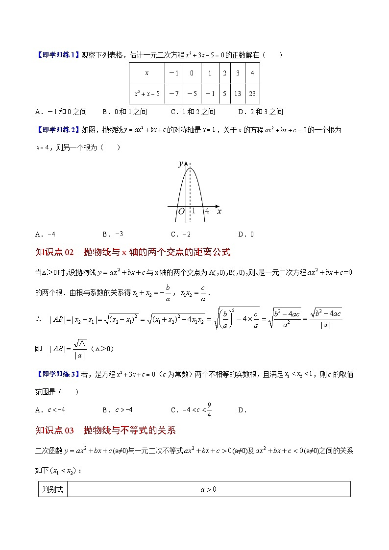 【同步讲义】苏科版数学九年级下册：第04讲 二次函数与一元二次方程 讲义03