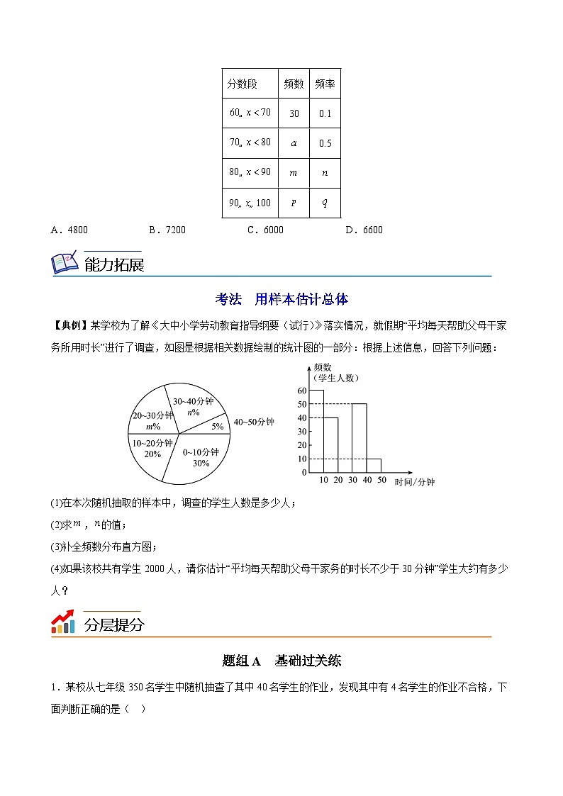 【同步讲义】苏科版数学九年级下册：第21讲 统计分析帮你做预测 讲义03
