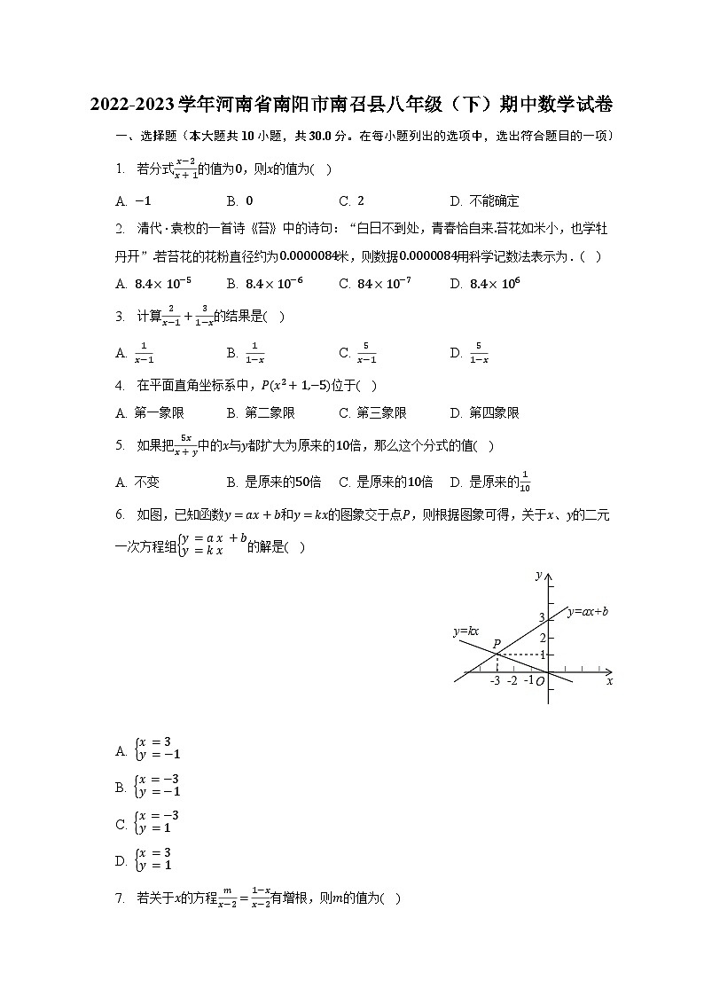 2022-2023学年河南省南阳市南召县八年级（下）期中数学试卷（含解析）第1页