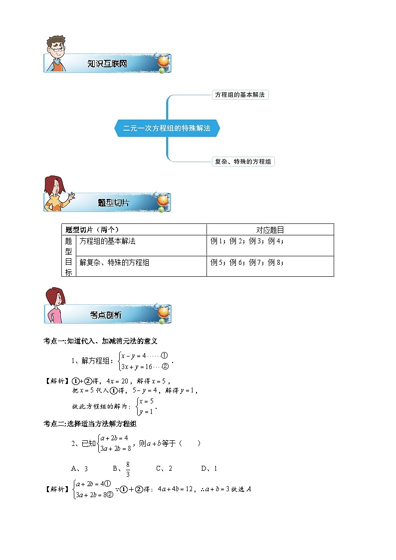 初一数学寒假讲义 第2讲.二元一次方程组的特殊解法.教师版02