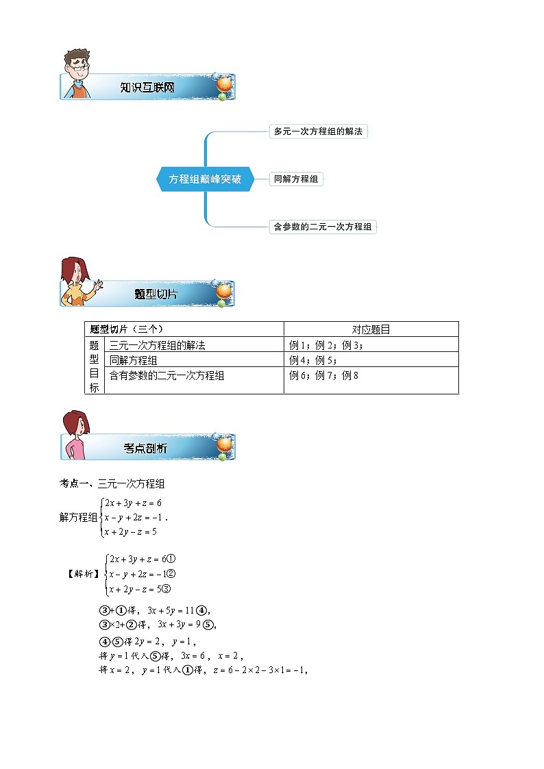 初一数学寒假讲义 第3讲 方程组巅峰突破——含参方程组.教师版第2页
