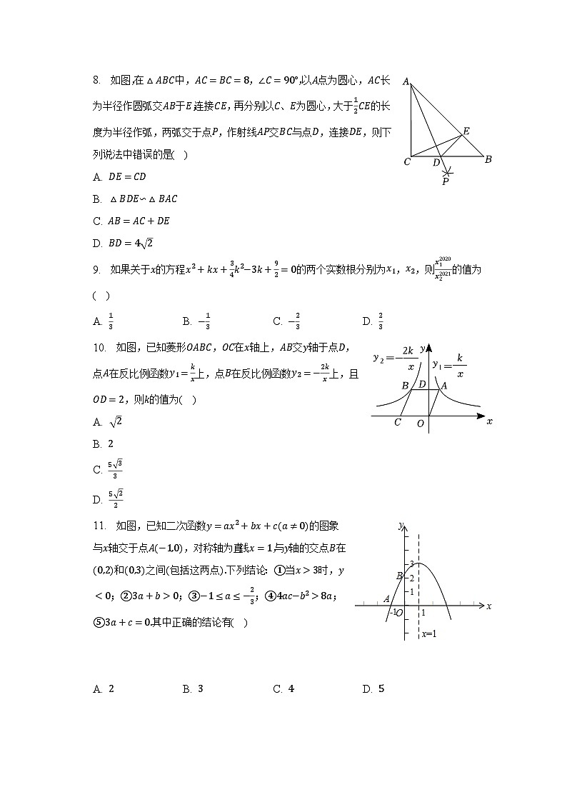 2022-2023学年山东省日照市五莲县九年级（下）期中数学试卷（含解析）第2页