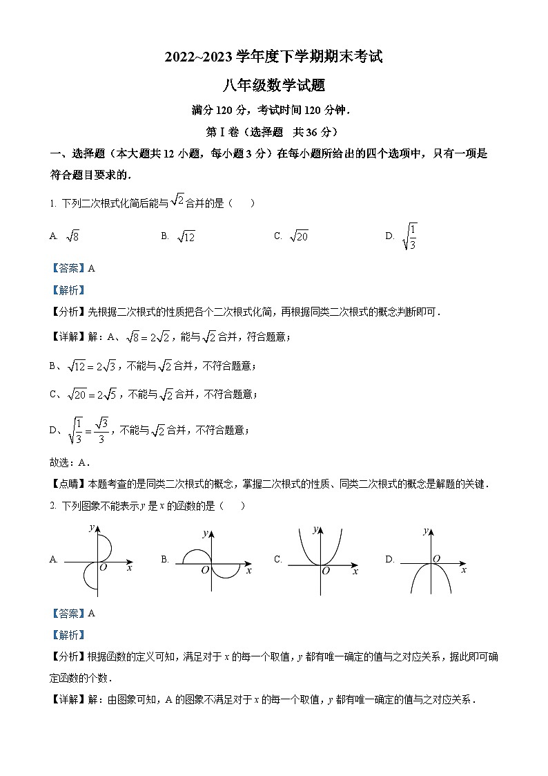 山东省临沂市临沭县2022-2023学年八年级下学期期末数学试题（解析版）01