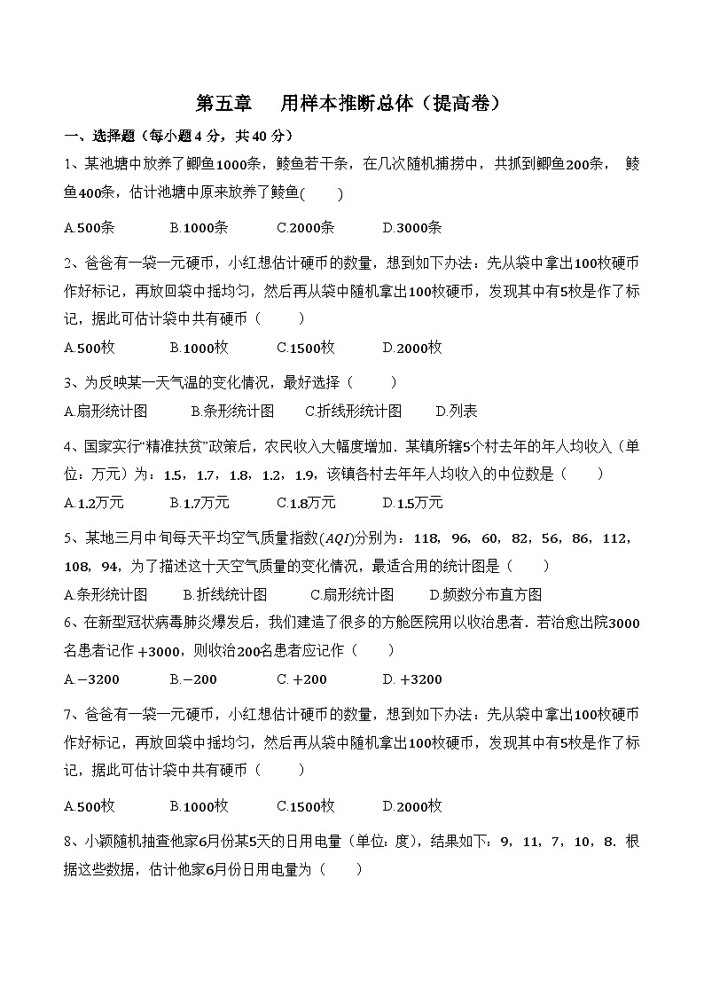 第五章《用样本推断总体》（提高卷）-2022-2023学年九年级数学上册章节复习全程检测通关练（讲义＋试题）（湘教版）01