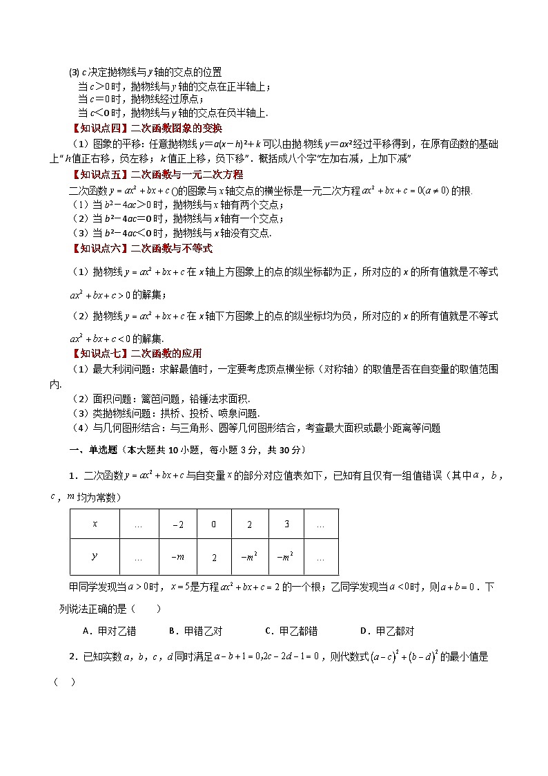第22章 二次函数（单元测试·基础卷）-2023-2024学年九年级数学上册基础知识专项突破讲与练（人教版）02