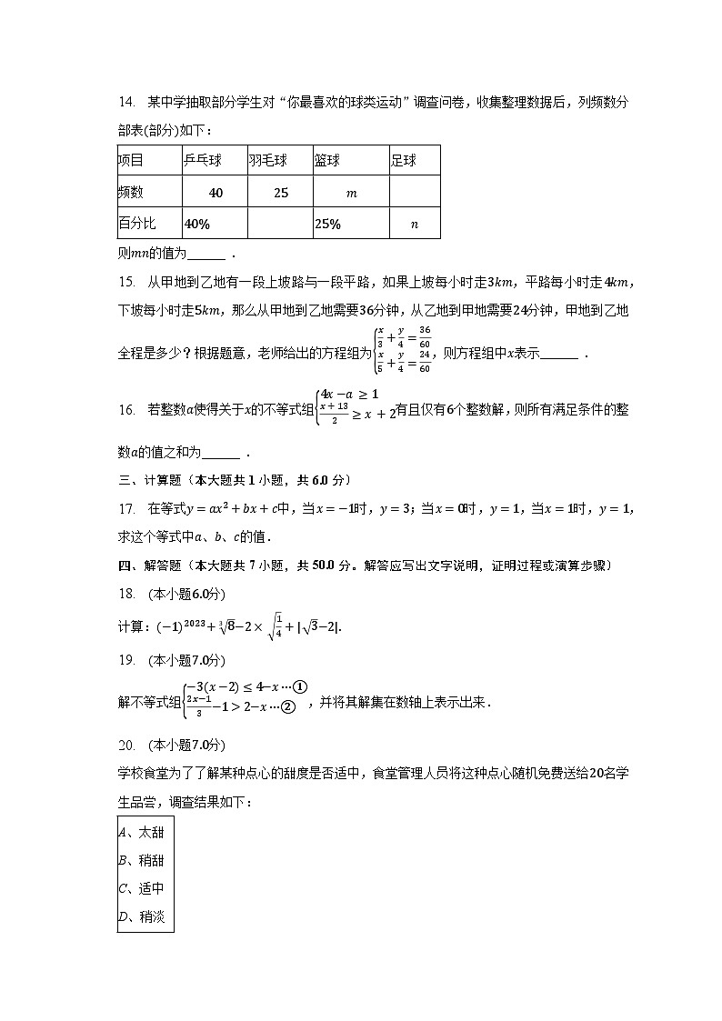 2022-2023学年云南省曲靖市七年级（下）期末数学试卷（含解析）03
