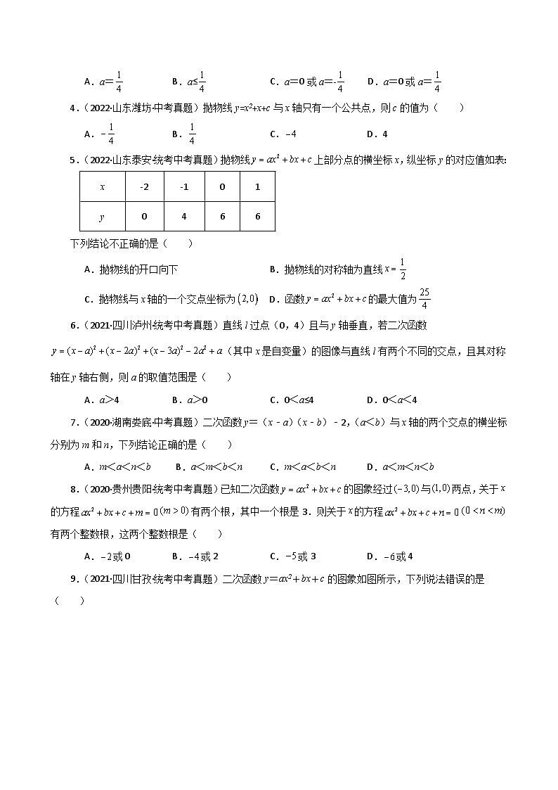 专题22.27 二次函数与一元二次方程（直通中考）（基础练）-2023-2024学年九年级数学上册基础知识专项突破讲与练（人教版）02