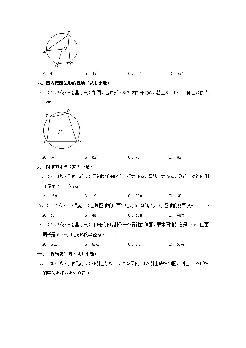 江苏省淮安市盱眙县三年(2020-2022)九年级上学期期末数学试题汇编-01选择题知识点分类第3页