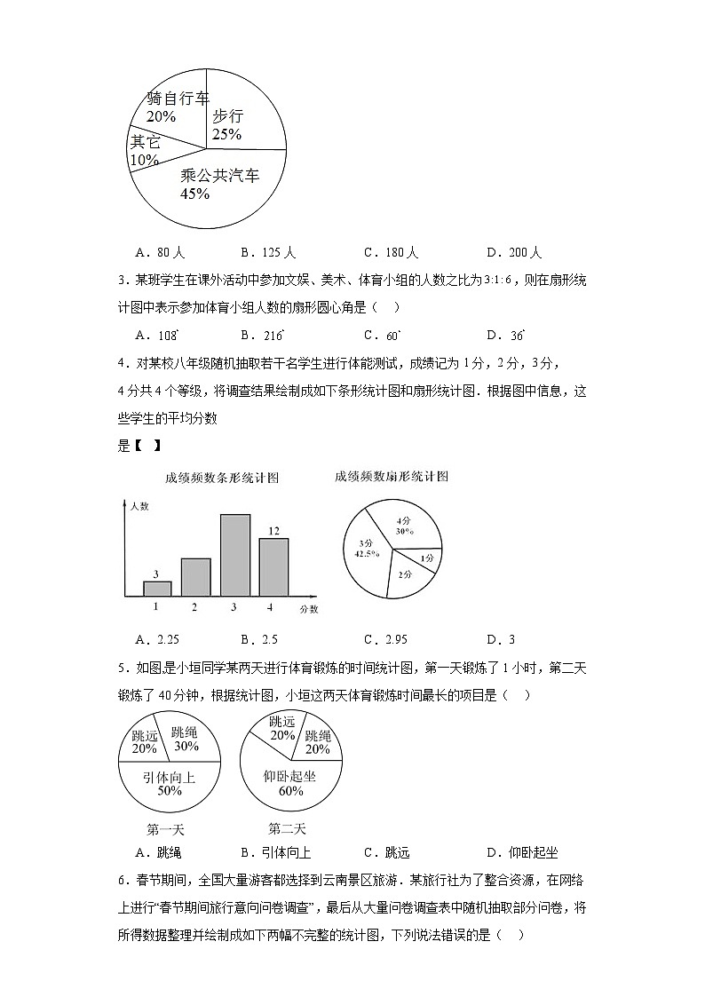 4.4扇形统计图同步练习-青岛版数学七年级上册第2页