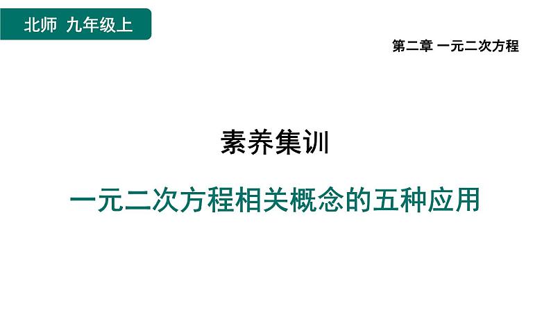 第2章 一元二次方程素养集训 一元二次方程相关概念的五种应用 作业课件第1页