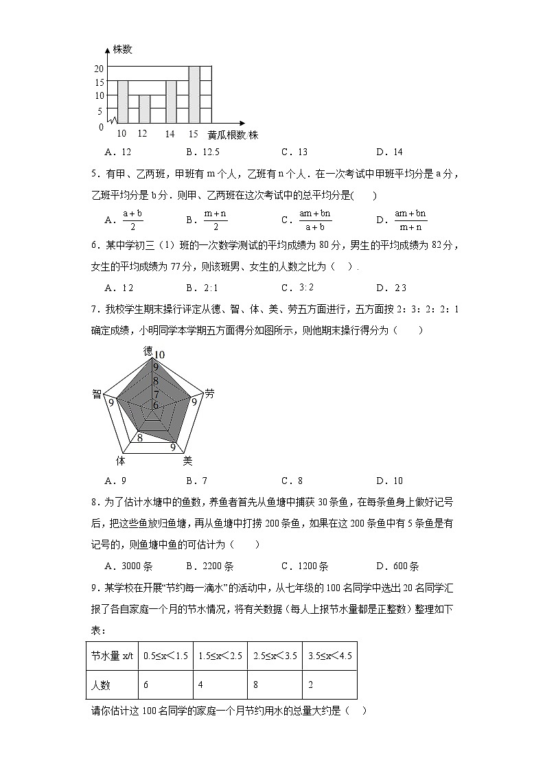 4.1加权平均数同步练习-青岛版初中数学八年级上册02