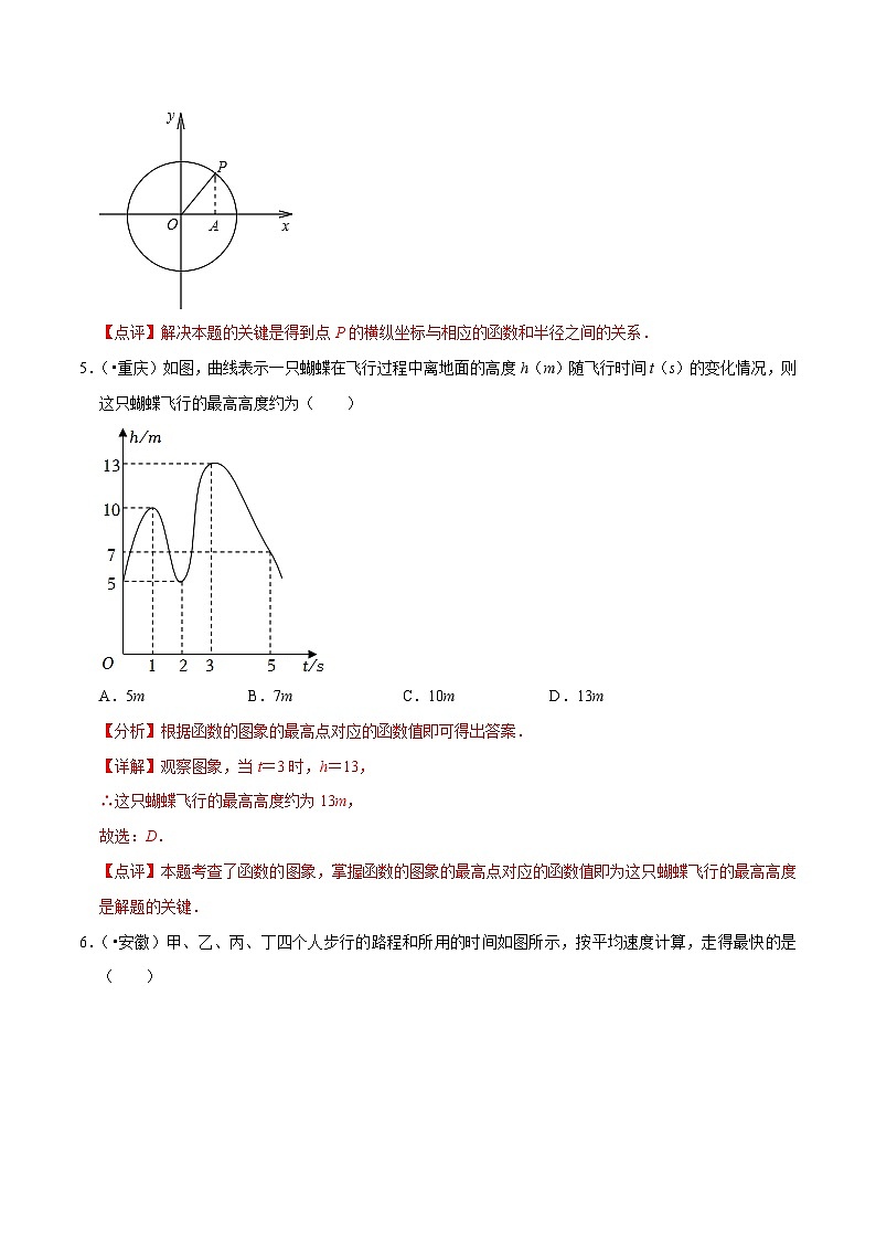 2022年中考数学真题考点分类专练专题09平面直角坐标系与函数基础知识（含解析）第3页