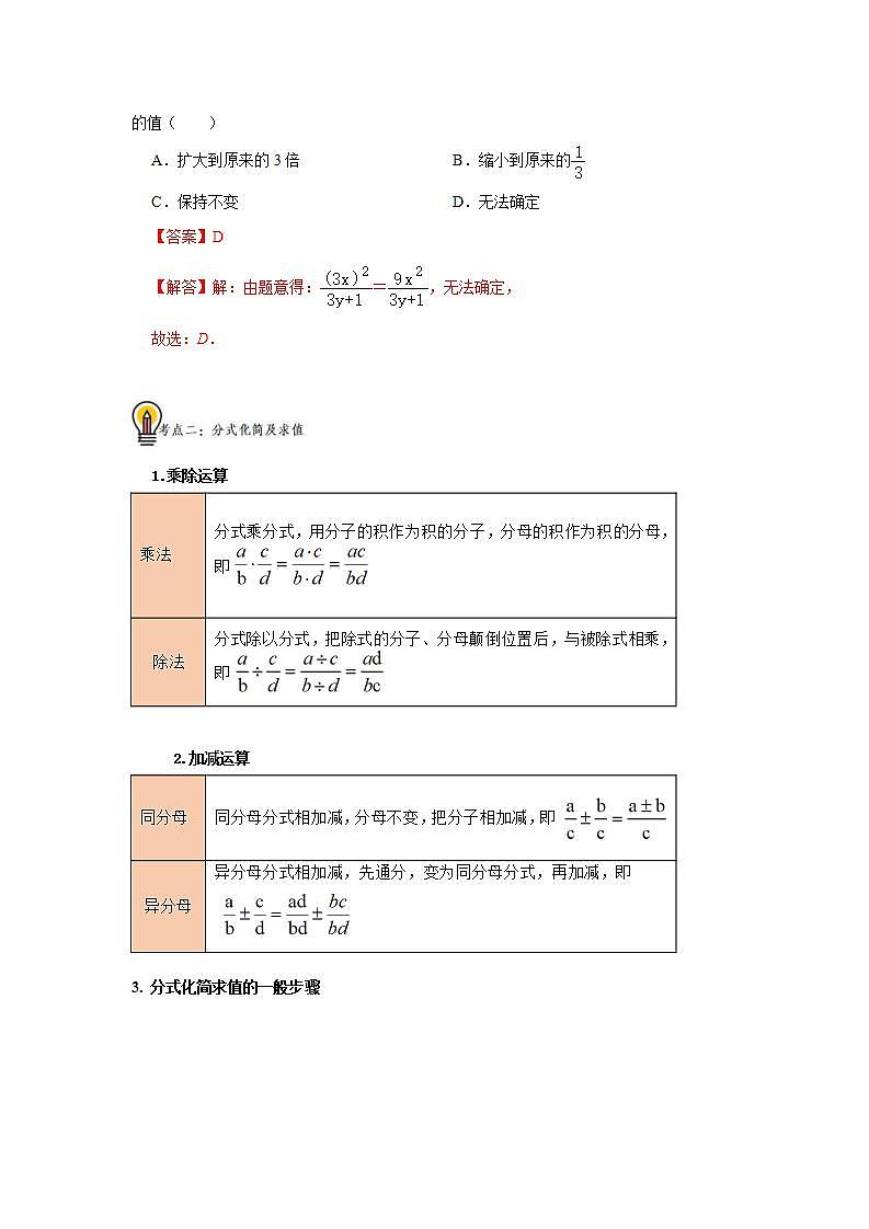 中考数学一轮复习知识点梳理练习考点03 分式（含解析）第2页