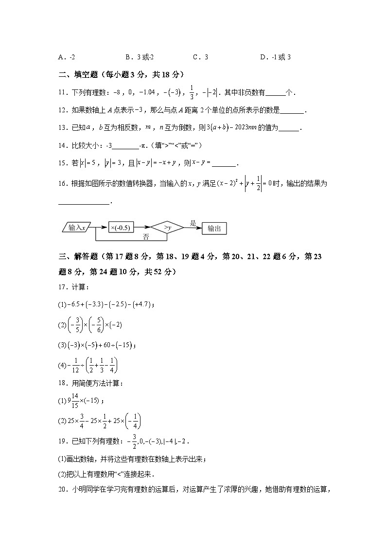 湖南省长沙市青竹湖湘一外国语学校2022-2023学年七年级上学期第一次月考数学试题-A4答案卷尾第2页