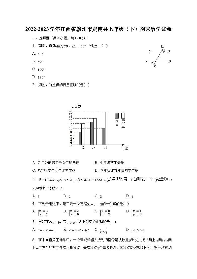 2022-2023学年江西省赣州市定南县七年级（下）期末数学试卷（含解析）01