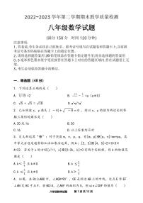 山东省德州市禹城市高新区2022-2023学年八年级下学期期末教学质量检测数学试卷(含答案)