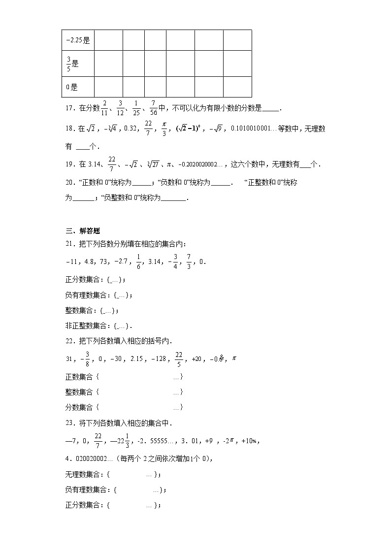 2.2有理数与无理数同步练习-苏科版数学七年级上册第3页