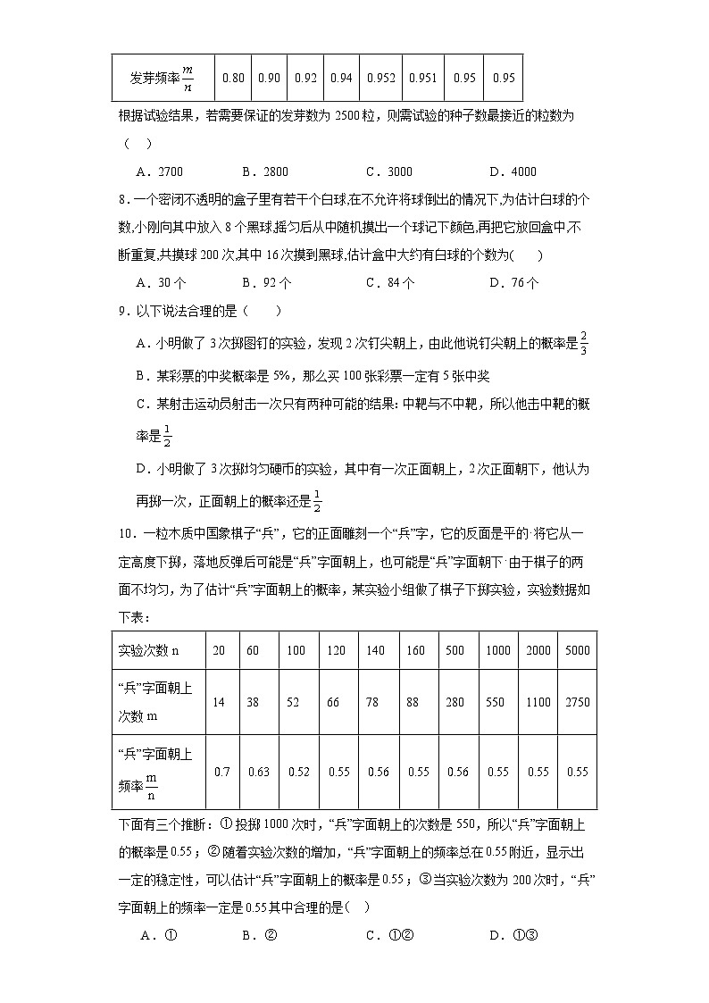 6.4随机现象的变化趋势同步练习-青岛版数学九年级下册02