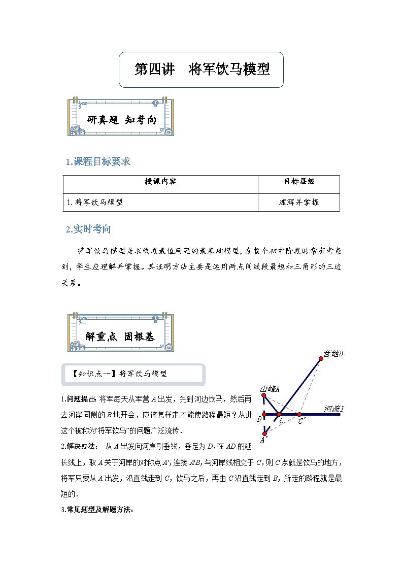 【全套精品专题】通用版八年级上数学   将军饮马（知识梳理+同步练习无答案）01