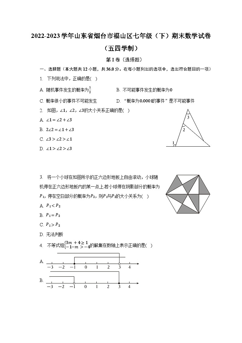 2022-2023学年山东省烟台市福山区七年级（下）期末数学试卷（五四学制）（含解析）01