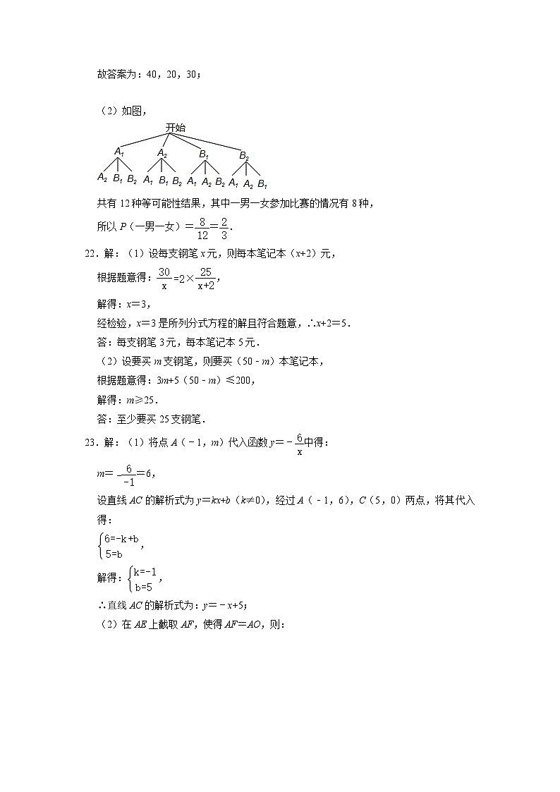 （全国通用卷）2022年中考数学第二次模拟考试（参考答案）第2页
