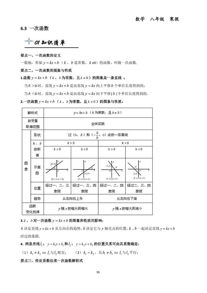 6.3一次函数--初中数学八年级下册同步练习和压轴题（教师版无解析）第1页