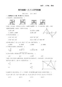 青竹湖湘一八下入学考真题--初中数学八年级下册同步练习和压轴题（教师版无解析）