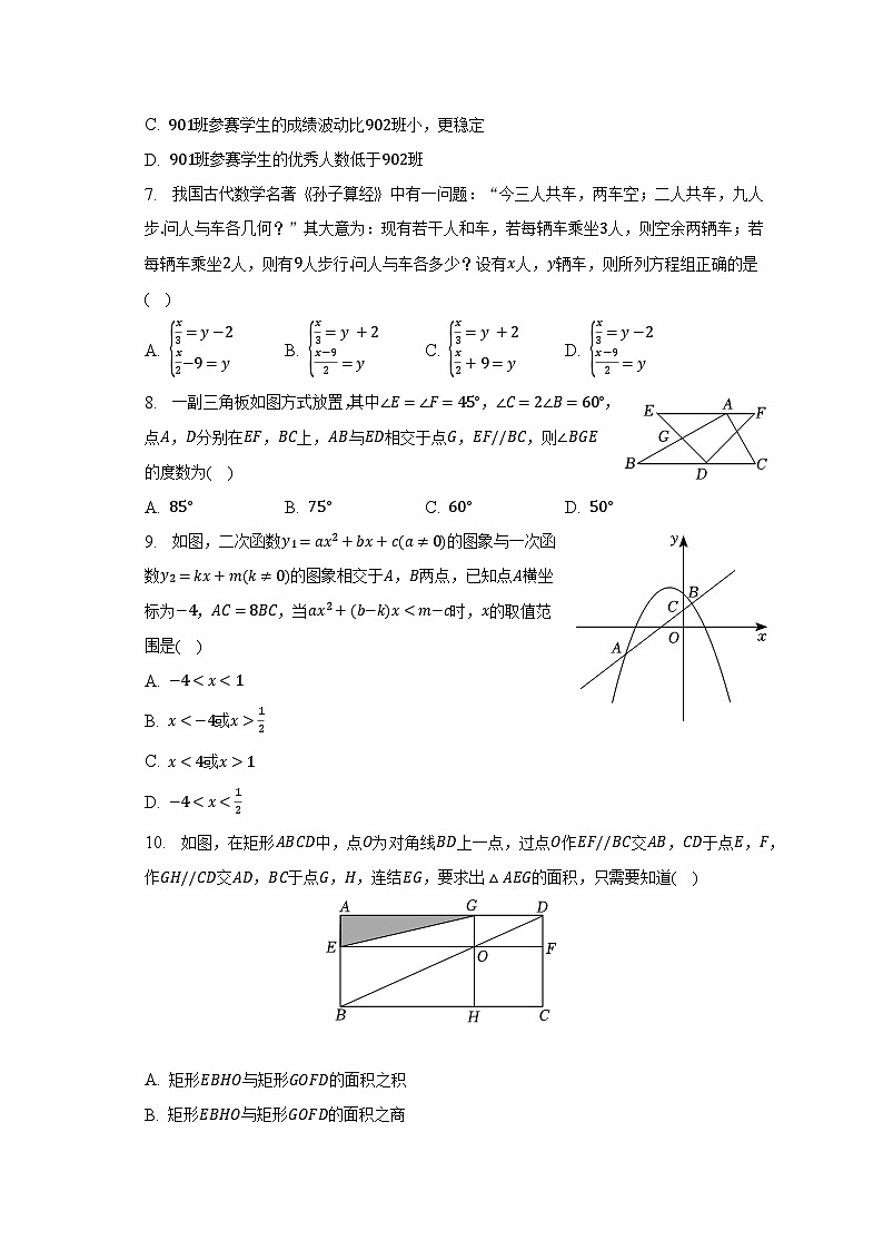 2022-2023学年浙江省宁波市北仑区顾国和外国语学校九年级（下）月考数学试卷（3月份）（含解析）02