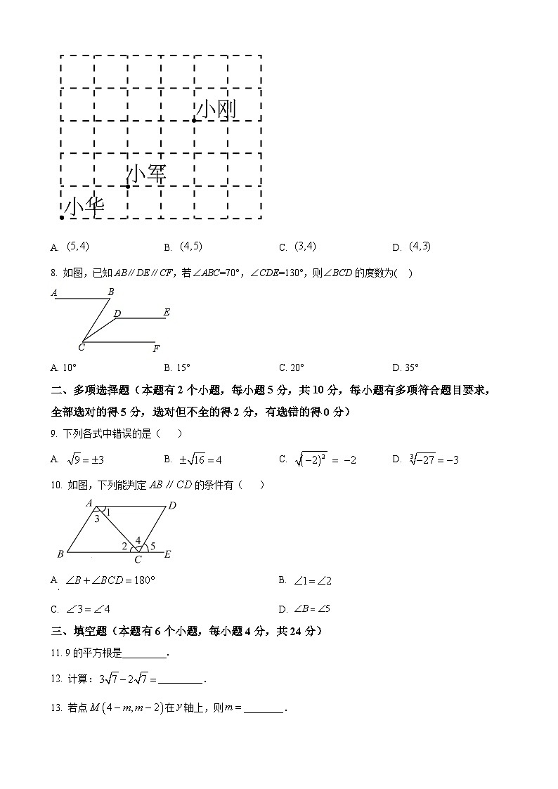 2022~2023学年广东省广州市第一一三中学七年级下学期期中考试数学试卷02