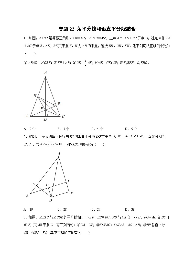 专题22 角平分线和垂直平分线结合-【微专题】2022-2023学年八年级数学上册常考点微专题提分精练（人教版）01