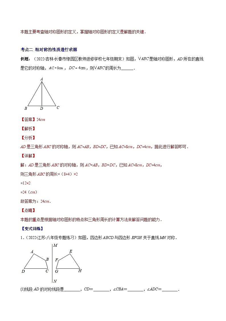 八年级数学上册专题08 轴对称与画轴对称图形(解析版)第3页