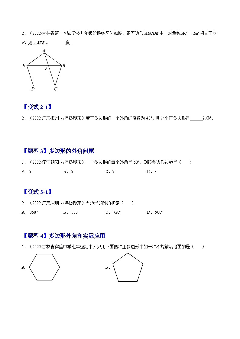 11.3 多边形及其内角和（题型专攻）-2022-2023学年八年级数学上册章节同步实验班培优题型变式训练（人教版）02