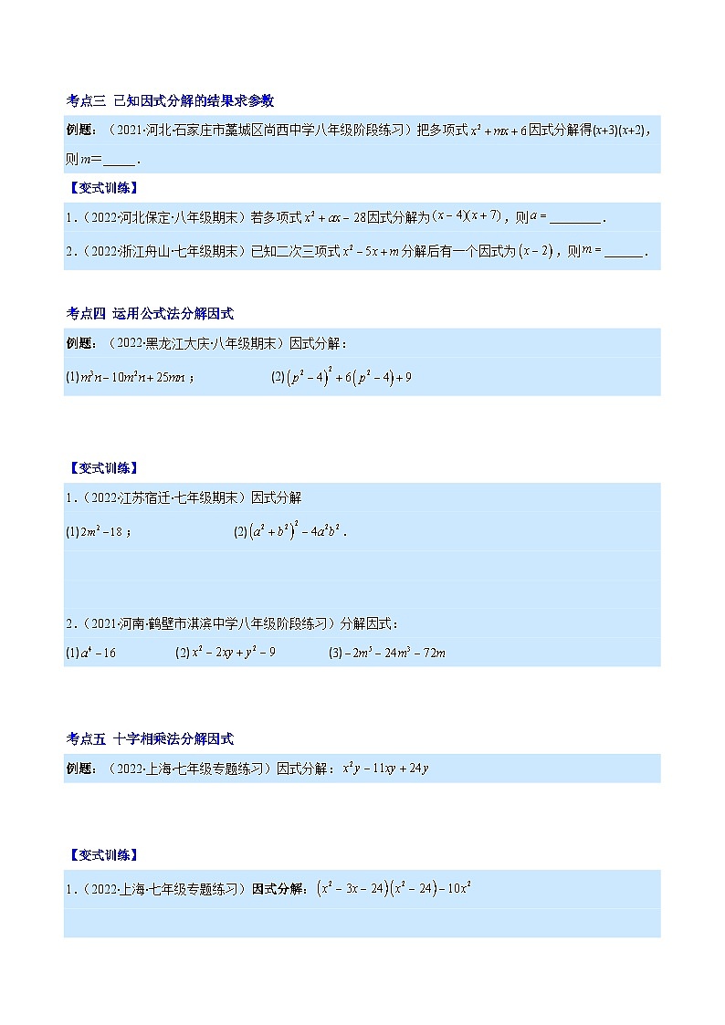 专题14 因式分解（重点突围）-【学霸满分】2022-2023学年八年级数学上册重难点专题提优训练（人教版）02
