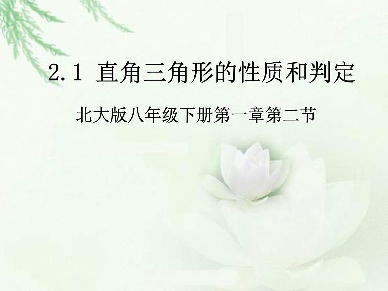 《直角三角形的性质与判定》PPT课件1-八年级下册数学北师大版01