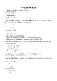 江西省南昌市师大附中滨江校区2023-2024学年九年级上学期开学考试数学试题（含答案）