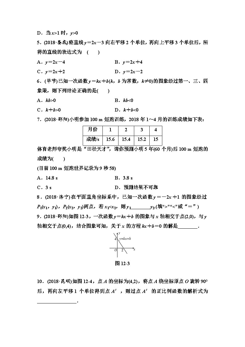 (通用版)中考数学总复习第1部分　第4单元　第12课时　一次函数 (含解析)第2页