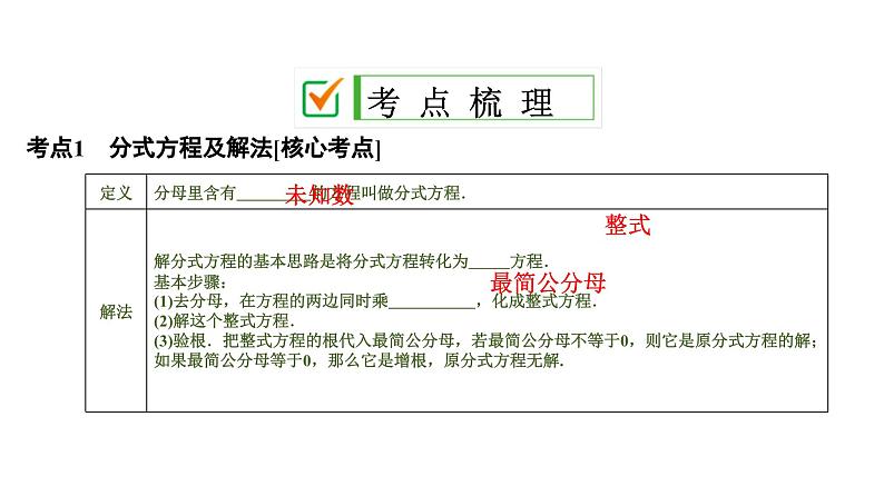 (通用版)中考数学总复习精品课件第1部分　第3单元　第8课时　分式方程 (含解析)02