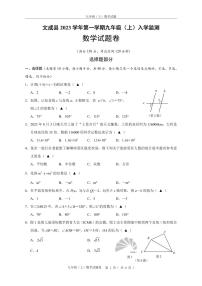 浙江省温州市文成县2023-2024学年九年级上学期入学监测数学试题（含答案）