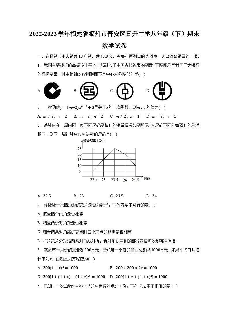 2022-2023学年福建省福州市晋安区日升中学八年级（下）期末数学试卷（含解析）01