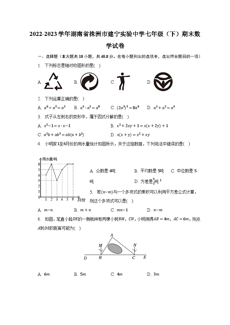 2022-2023学年湖南省株洲市建宁实验中学七年级（下）期末数学试卷（含解析）第1页