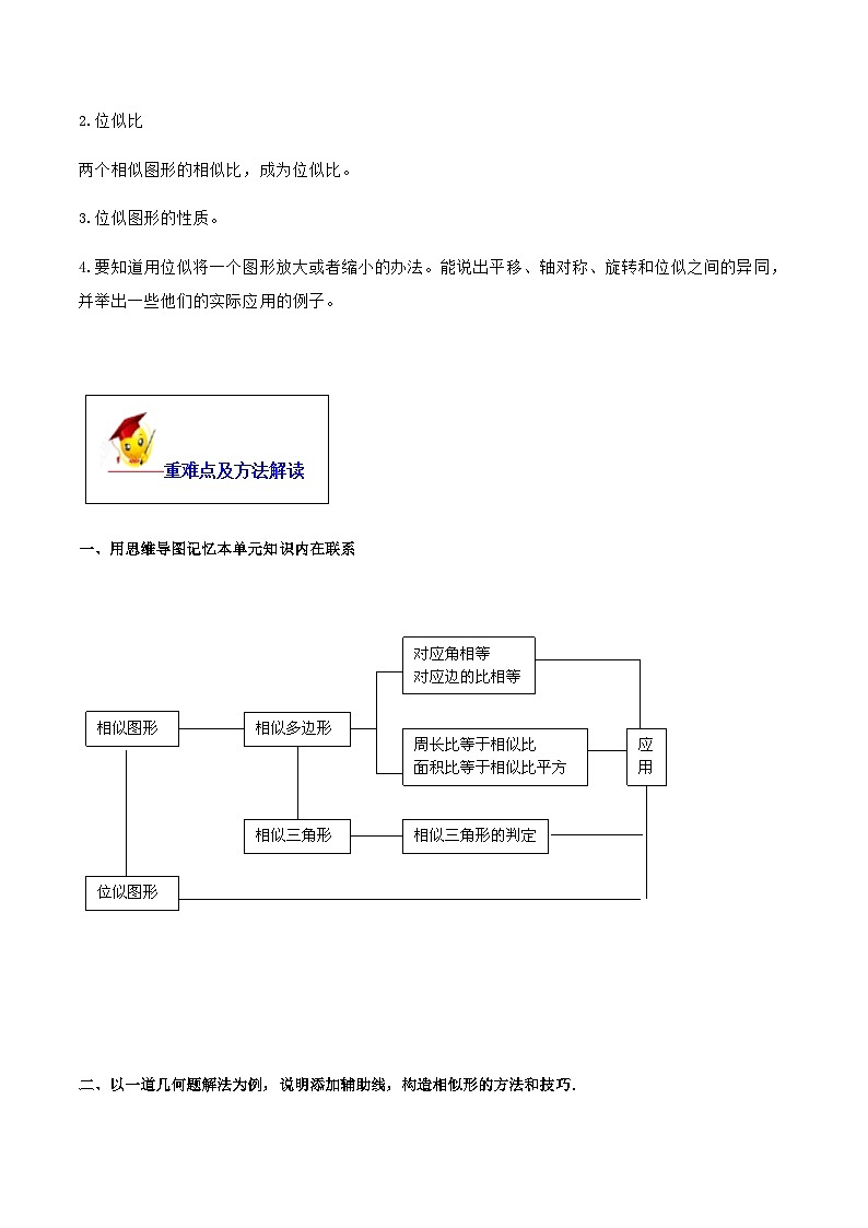 (人教版)中考数学一轮复习知识点梳理+单元达标卷27  相似（含解析）第2页