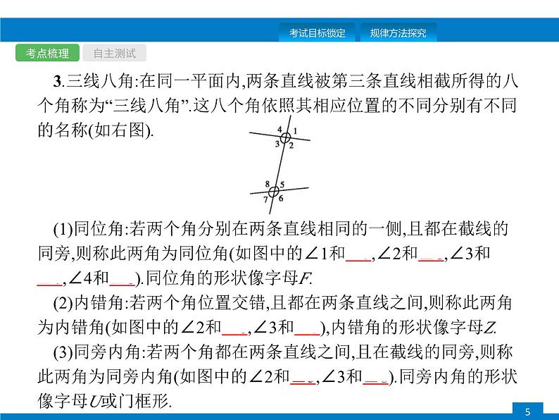 中考数学一轮复习考点练习课件第13课时　几何初步知识及相交线、平行线 (含解析)第5页